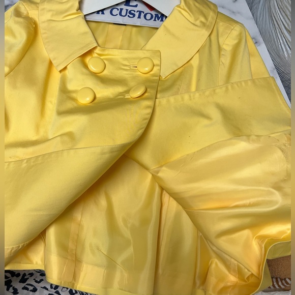 Sandro Yellow Short A-line Jacket Designer Double breast 4Big Buttons 3/4 Sleeve - Picture 3 of 11